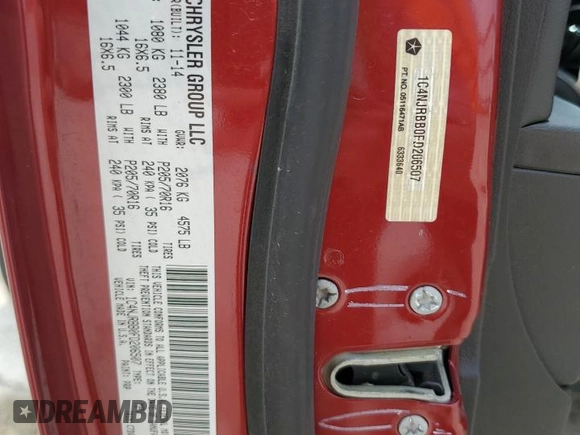 2015 Jeep Patriot Sport with VIN 1C4NJRBB0FD206507, listed as a Copart auction lot 53102775 with 170,092 mi miles and Salvage title. Bid and sale history available at DreamBid. Image 14.