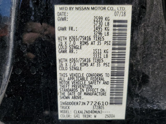 2018 Nissan Frontier S with VIN 1N6DD0ER7JN772610, listed as a Copart auction lot 73762844 with 66,967 mi miles and Salvage Title. Bid and sale history available at carsss.com. Image 12.