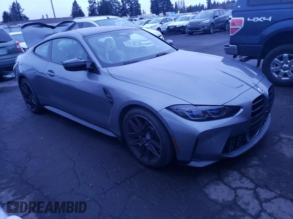 2023 BMW M4 Competition xDrive with VIN WBS43AZ00PCM21431, listed as a Copart auction lot 37362344 with 9,443 mi miles and Salvage Title. Bid and sale history available at carsss.com. Image 4.