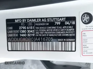 2018 Mercedes-Benz S 560 with VIN WDDUG8DB0JA416705, listed as a IAAI auction lot 41533553 with 30,268 mi miles and . Bid and sale history available at carsss.com. Image 9.