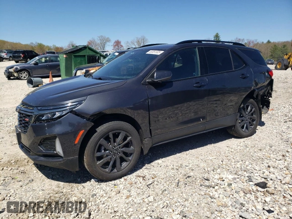 2022 Chevrolet Equinox RS with VIN 3GNAXWEV2NS202014, listed as a Copart auction lot 55381305 with 58,080 mi miles and Salvage title. Bid and sale history available at DreamBid. Image 1.