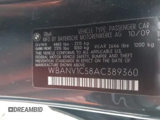 2010 BMW 5 Series 528i xDrive with VIN WBANV1C58AC389360, listed as a IAAI auction lot 41947472 with 109,666 mi miles and . Bid and sale history available at carsss.com. Image 9.