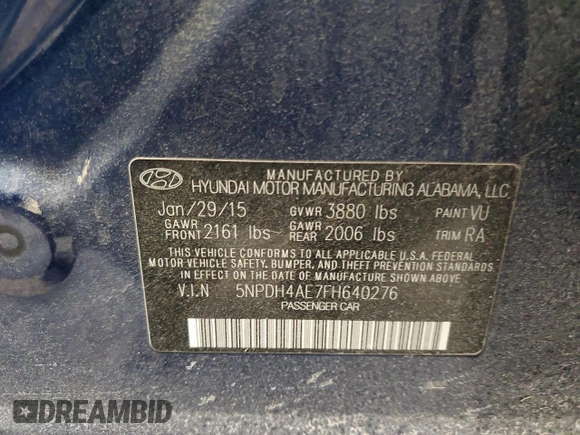 2015 Hyundai Elantra SE with VIN 5NPDH4AE7FH640276, listed as a Copart auction lot 47742295 with 158,144 mi miles and Salvage Title. Bid and sale history available at DreamBid. Image 12.