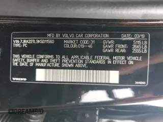 2019 Volvo S60 Inscription with VIN 7JRA22TL9KG011560, listed as a Copart auction lot 67409584 with 30,850 mi miles and Salvage Title. Bid and sale history available at carsss.com. Image 12.