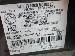 2012 Ford Super Duty F-250 SRW XL with VIN 1FT7W2BTXCEB71474, listed as a Copart auction lot 51684515 with 188,996 mi miles and Clean Title. Bid and sale history available at carsss.com. Image 13.