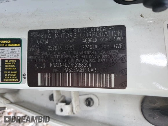 2015 Kia Cadenza Premium with VIN KNALN4D77F5168594, listed as a Copart auction lot 80890504 with 115,693 mi miles and Salvage Title. Bid and sale history available at carsss.com. Image 12.