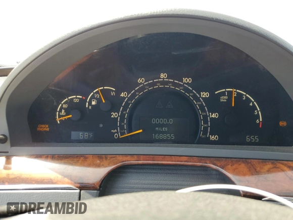 2005 Mercedes-Benz S-Class 5.0L with VIN WDBNG75J15A444130, listed as a Copart auction lot 54367505 with 168,855 mi miles and Clean Title. Bid and sale history available at carsss.com. Image 9.