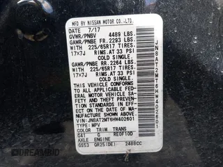 2017 Nissan Rogue SL with VIN JN8AT2MT6HW402601, listed as a IAAI auction lot 41711670 with 87,057 mi miles and . Bid and sale history available at DreamBid. Image 9.