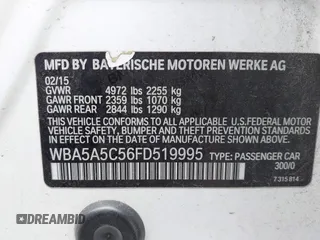 2015 BMW 5 Series 528i z VIN WBA5A5C56FD519995, wystawiony jako IAAI lot #41788365 z przebiegiem 114 306 mil mil oraz . Historia ofert i sprzedaży dostępna na DreamBid. Obrazek 9.