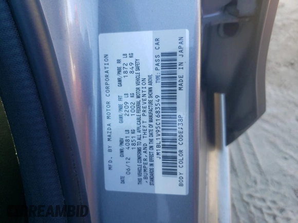 2012 Mazda 3 s Touring with VIN JM1BL1V95C1683549, listed as a Copart auction lot 79458474 with 125,025 mi miles and Salvage Title. Bid and sale history available at carsss.com. Image 12.