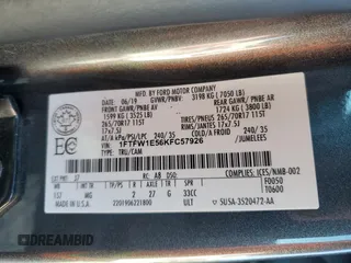 2019 Ford F-150 XL with VIN 1FTFW1E56KFC57926, listed as a Copart auction lot 46461865 with 135,934 mi miles and Salvage Title. Bid and sale history available at carsss.com. Image 12.