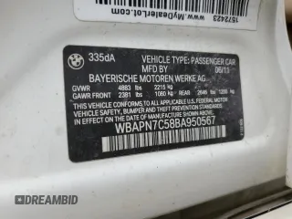 2011 BMW 3 Series 335d z VIN WBAPN7C58BA950567, wystawiony jako Copart lot #51859515 z przebiegiem Nie podano mil oraz Szkoda całkowita • Salvage title. Historia ofert i sprzedaży dostępna na DreamBid. Obrazek 15.