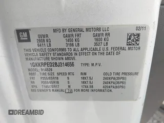2011 GMC Acadia SLE z VIN 1GKKRPED2BJ314656, wystawiony jako IAAI lot #42103154 z przebiegiem 177 661 mil mil oraz . Historia ofert i sprzedaży dostępna na DreamBid. Obrazek 9.