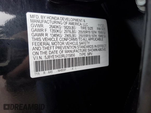 2024 Acura MDX with VIN 5J8YE1H33RL015856, listed as a Copart auction lot 46580485 with 25,541 mi miles and Salvage title. Bid and sale history available at DreamBid. Image 14.