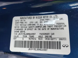 2019 Infiniti Q60 Red Sport 400 с VIN JN1FV7EL9KM440997, выставлен на аукционе IAAI как лот 41561078 с пробегом 32 020 миль миль и . История ставок и продаж доступна на DreamBid. Изображение 9.