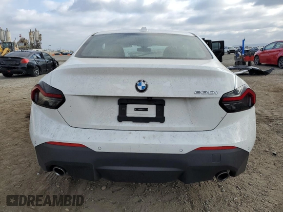 2023 BMW 2 Series 230i with VIN 3MW23CM06P8D79322, listed as a Copart auction lot 72032434 with 7,023 mi miles and Salvage Title. Bid and sale history available at carsss.com. Image 6.