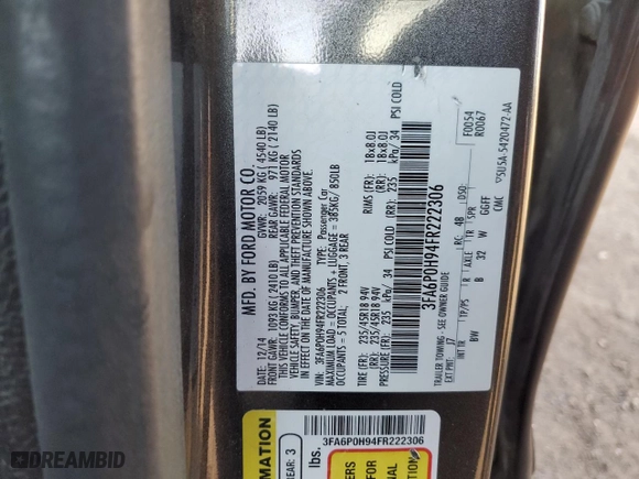 2015 Ford Fusion SE with VIN 3FA6P0H94FR222306, listed as a Copart auction lot 50795745 with 149,569 mi miles and Clean Title. Bid and sale history available at carsss.com. Image 15.