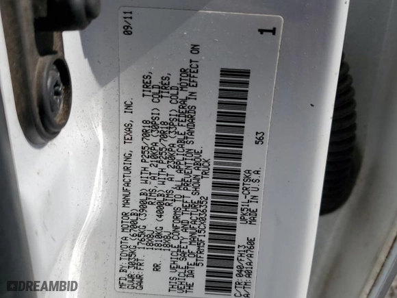 2012 Toyota Tundra 2WD Truck with VIN 5TFRM5F15CX036352, listed as a Copart auction lot 49799285 with NaN miles and Clean Title. Bid and sale history available at carsss.com. Image 12.