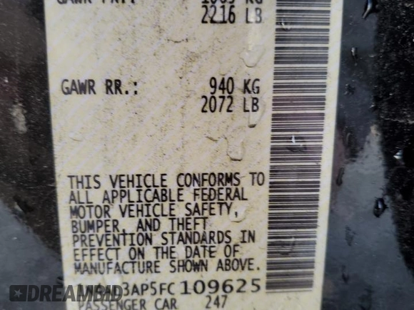 2015 Nissan Altima 2.5 SL with VIN 1N4AL3AP5FC109625, listed as a Copart auction lot 47701165 with 175,786 mi miles and Salvage Title. Bid and sale history available at carsss.com. Image 13.