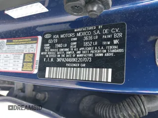 2019 Kia Rio S with VIN 3KPA24AB8KE207073, listed as a IAAI auction lot 41893914 with 88,648 mi miles. Bid and sale history available at carsss.com. Image 9.