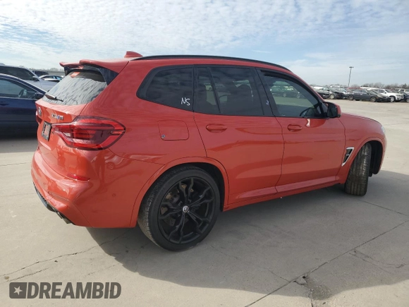 2020 BMW X3 M z VIN 5YMTS0C0XL9B95974, wystawiony jako Copart lot #86833304 z przebiegiem 67 230 mil mil oraz Szkoda całkowita • Salvage title. Historia ofert i sprzedaży dostępna na DreamBid. Obrazek 3.