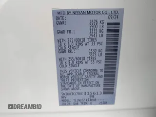 2024 Nissan Pathfinder SL с VIN 5N1DR3CC9RC315613, выставлен на аукционе IAAI как лот 41571156 с пробегом 1 583 миль миль и . История ставок и продаж доступна на DreamBid. Изображение 9.