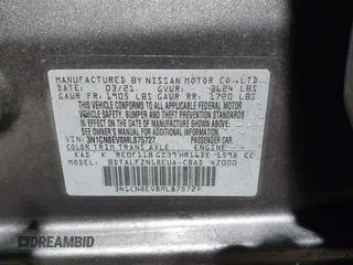 2021 Nissan Versa SV with VIN 3N1CN8EV8ML875727, listed as a IAAI auction lot 41065393 with 65,941 mi miles. Bid and sale history available at carsss.com. Image 9.
