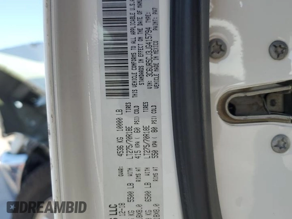 2018 Ram 2500 Tradesman with VIN 3C6UR5CJ3JG415794, listed as a Copart auction lot 48498815 with 144,671 mi miles and Salvage title. Bid and sale history available at DreamBid. Image 12.