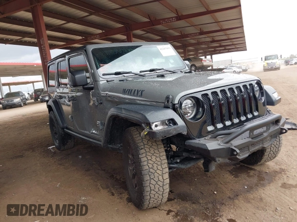 2020 Jeep Wrangler Unlimited Black and Tan с VIN 1C4HJXDG3LW266615, выставлен на аукционе IAAI как лот 42207899 с пробегом 55 291 миль миль и . История ставок и продаж доступна на DreamBid. Изображение 1.