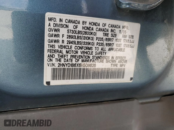 2006 Acura MDX Touring with VIN 2HNYD186X6H508626, listed as a Copart auction lot 72215144 with 173,183 mi miles and Salvage Title. Bid and sale history available at carsss.com. Image 13.