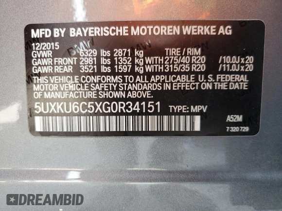 2016 BMW X6 xDrive50i with VIN 5UXKU6C5XG0R34151, listed as a Copart auction lot 44387725 with 158,088 mi miles and Clean Title. Bid and sale history available at carsss.com. Image 13.