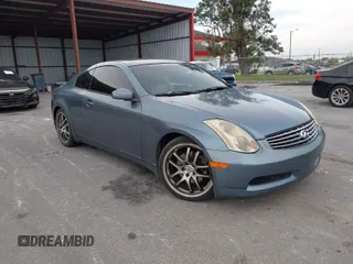 2005 Infiniti G35 Coupe with VIN JNKCV54E55M415430, listed as a IAAI auction lot 41750477 with 141,845 mi miles. Bid and sale history available at carsss.com. Image 1.