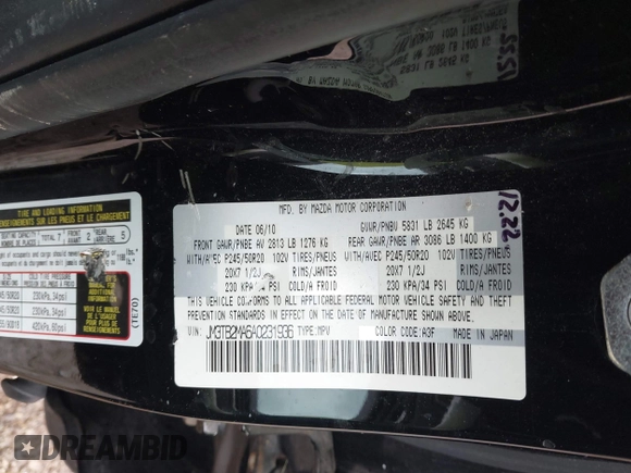 2010 Mazda CX-9 Grand Touring с VIN JM3TB2MA6A0231936, выставлен на аукционе IAAI как лот 42419057 с пробегом 89 691 миль миль и . История ставок и продаж доступна на DreamBid. Изображение 9.