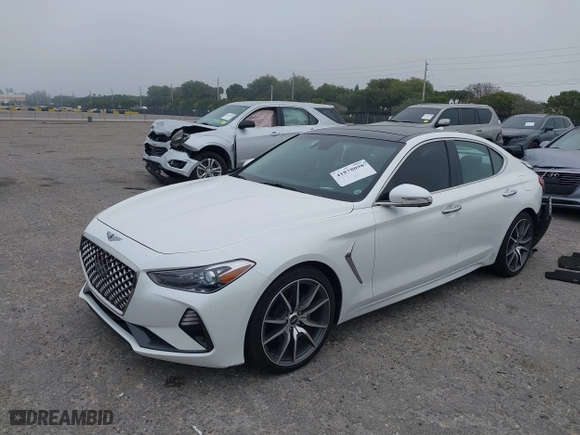 2020 Genesis G70 2.0T with VIN KMTG44LA8LU064798, listed as a IAAI auction lot 41878098 with 57,995 mi miles. Bid and sale history available at carsss.com. Image 17.
