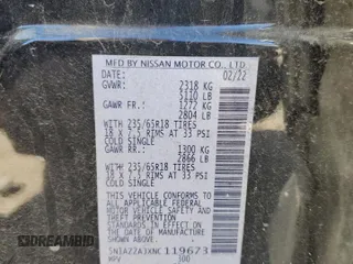 2022 Nissan Murano S with VIN 5N1AZ2AJXNC119673, listed as a Copart auction lot 81712064 with 131,227 mi miles and Salvage Title. Bid and sale history available at DreamBid. Image 13.