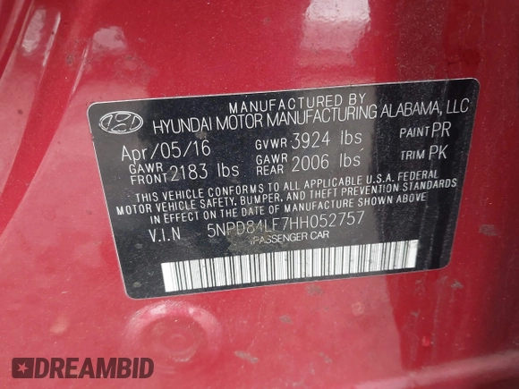 2017 Hyundai Elantra SE z VIN 5NPD84LF7HH052757, wystawiony jako IAAI lot #41409185 z przebiegiem 179 954 mil mil oraz . Historia ofert i sprzedaży dostępna na DreamBid. Obrazek 9.