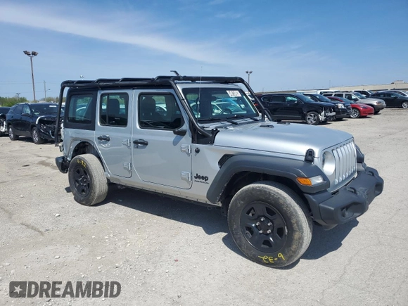 2023 Jeep Wrangler Sport with VIN 1C4HJXDG3PW670651, listed as a Copart auction lot 54013405 with 19,395 mi miles and Clean Title. Bid and sale history available at DreamBid. Image 4.