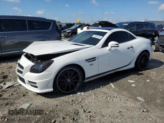 2015 Mercedes-Benz SLK-Class SLK 250 with VIN WDDPK4HA9FF108769, listed as a Copart auction lot 73555144 with 73,834 mi miles and Salvage Title. Bid and sale history available at carsss.com. Image 1.