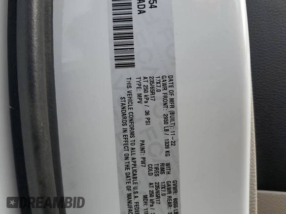 2022 Chrysler Pacifica Touring L z VIN 2C4RC1BG0NR218354, wystawiony jako Copart lot #60761565 z przebiegiem 55 087 mil mil oraz Nie do naprawy • Non repairable. Historia ofert i sprzedaży dostępna na DreamBid. Obrazek 13.