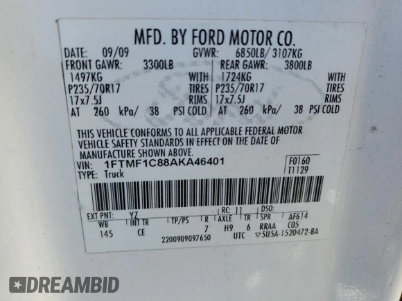 2010 Ford F-150 XL with VIN 1FTMF1C88AKA46401, listed as a Copart auction lot 73823973 with 138,519 mi miles and Clean Title. Bid and sale history available at carsss.com. Image 12.