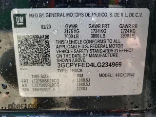 2020 Chevrolet Silverado 1500 LT Trail Boss with VIN 3GCPYFED4LG234969, listed as a Copart auction lot 47037755 with 80,172 mi miles and Salvage Title. Bid and sale history available at carsss.com. Image 12.