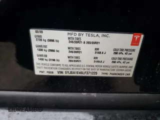 2020 Tesla Model S Performance with VIN 5YJSA1E46LF371225, listed as a Copart auction lot 86271744 with 20,045 mi miles and Salvage title. Bid and sale history available at DreamBid. Image 12.
