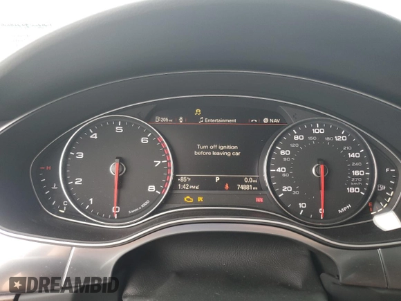 2013 Audi A6 Premium Plus with VIN WAUDFAFC0DN051723, listed as a Copart auction lot 57493605 with 74,881 mi miles and Salvage title. Bid and sale history available at DreamBid. Image 9.