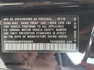 2015 Volkswagen Eos Komfort with VIN WVWBW8AH6FV005693, listed as a Copart auction lot 79176614 with 106,556 mi miles and Salvage Title. Bid and sale history available at DreamBid. Image 15.