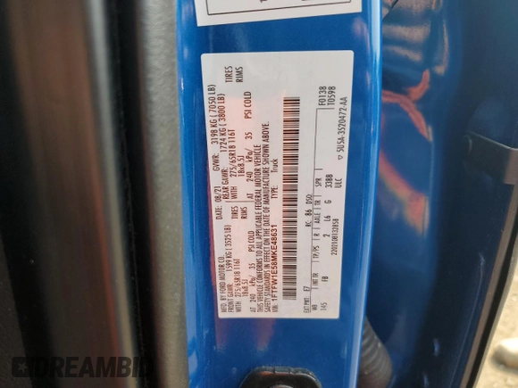 2021 Ford F-150 XL with VIN 1FTFW1E58MKE48631, listed as a Copart auction lot 61409595 with 36,388 mi miles and Salvage title. Bid and sale history available at DreamBid. Image 12.