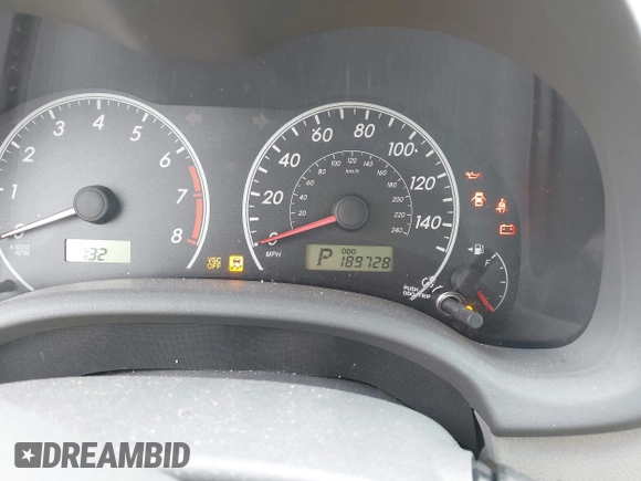 2010 Toyota Corolla with VIN 1NXBU4EE7AZ206138, listed as a IAAI auction lot 41607099 with 189,728 mi miles. Bid and sale history available at carsss.com. Image 7.