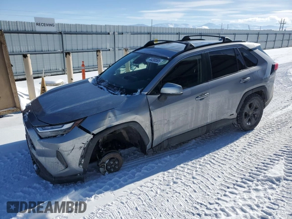 2023 Toyota RAV4 Hybrid LE with VIN JTMMWRFV1PD184987, listed as a Copart auction lot 44200585 with 39,434 mi miles and Salvage Title. Bid and sale history available at carsss.com. Image 1.