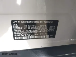 2020 BMW X5 sDrive40i with VIN 5UXCR4C07L9C72634, listed as a IAAI auction lot 41729802 with 1 mi miles. Bid and sale history available at carsss.com. Image 9.