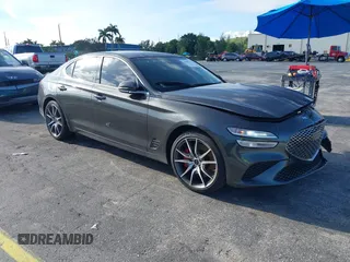 2025 Genesis G70 2.5T с VIN KMTG34SC7SU156246, выставлен на аукционе IAAI как лот 42788575 с пробегом 7 842 миль миль и . История ставок и продаж доступна на DreamBid. Изображение 1.