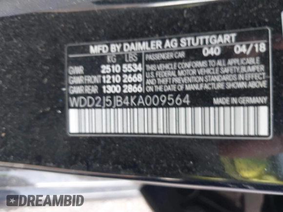 2019 Mercedes-Benz CLS 450 with VIN WDD2J5JB4KA009564, listed as a IAAI auction lot 37249173 with 23,865 mi miles and . Bid and sale history available at DreamBid. Image 9.